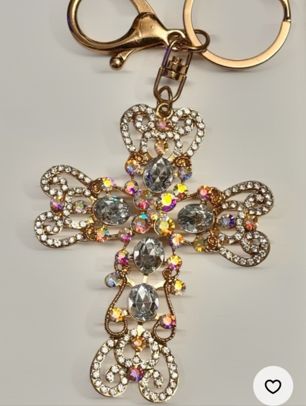 Crystal Cross Bag Charm/Keychain - Gold Tone NWOT